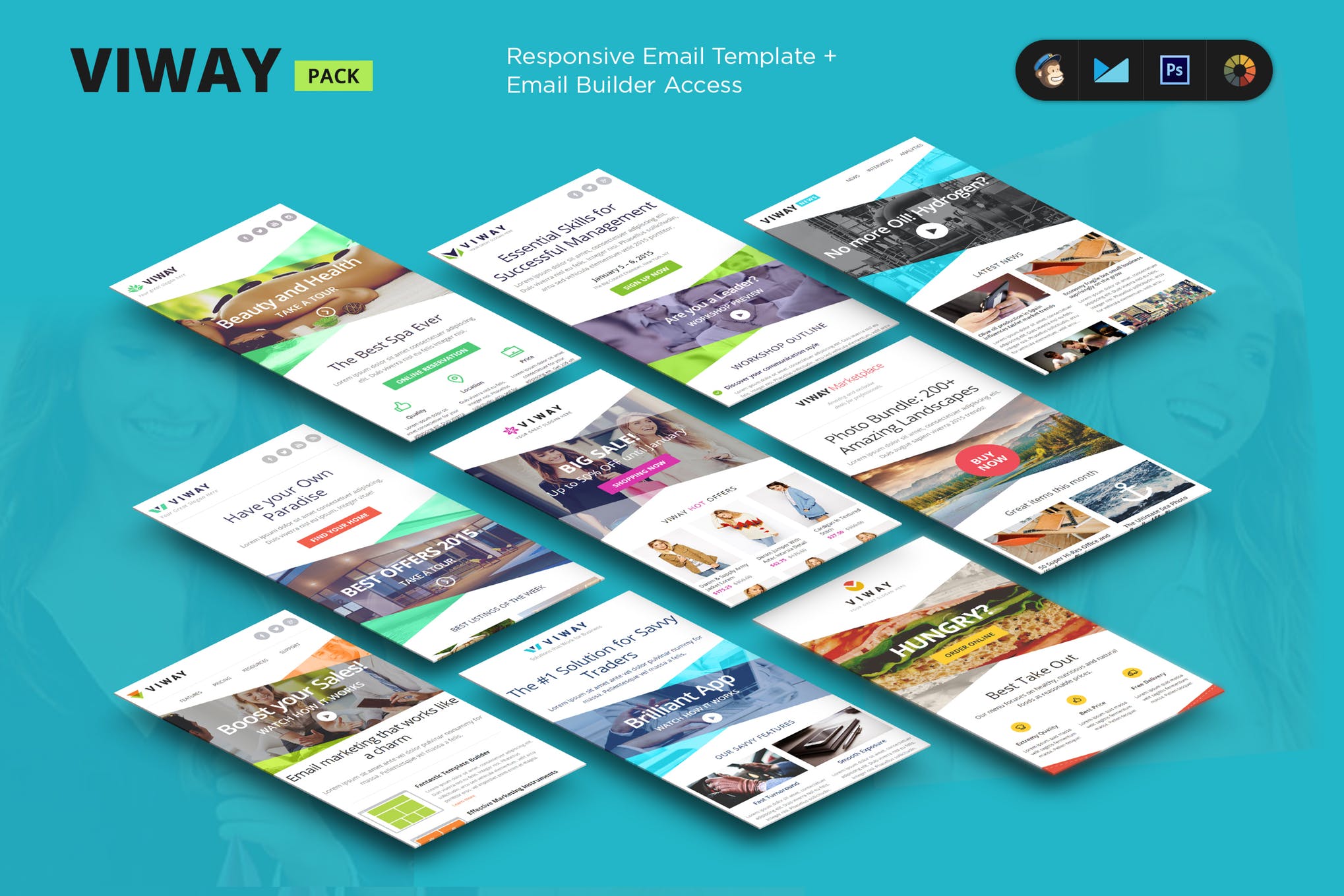 FULLY responsive Viway Email Marketing Templates with...