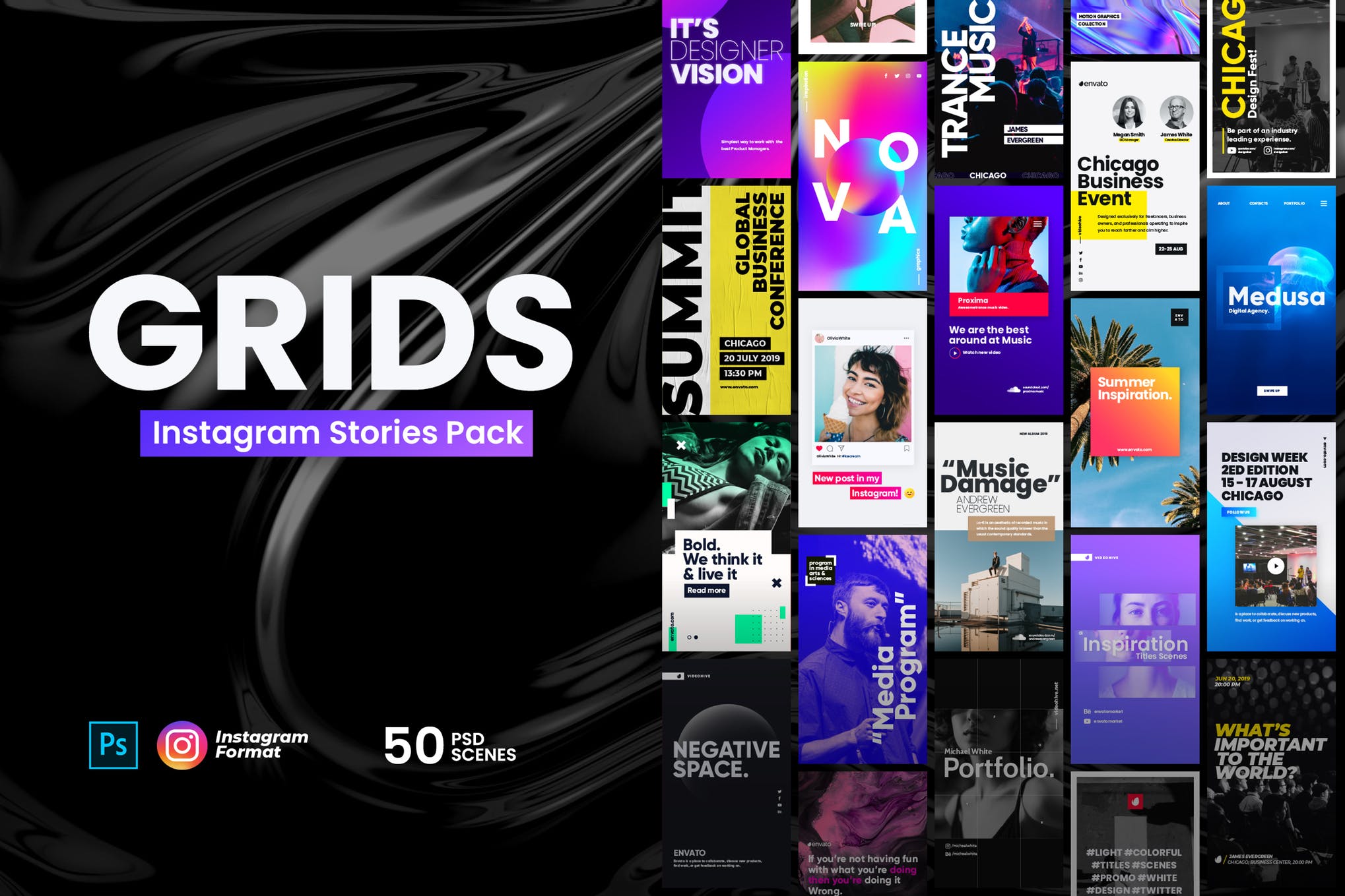 50 Instagram Stories Pack PSD Templates suitable for ...
