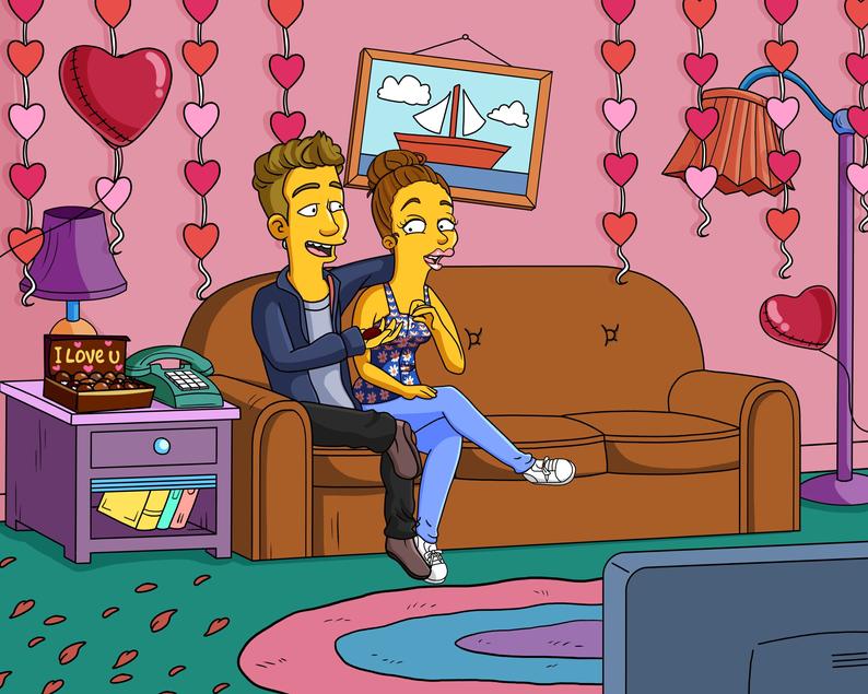Simpsons Custom character, Simpsons Portrait, Cartoon Portrait, Couple portrait - Turned Yellow Simp