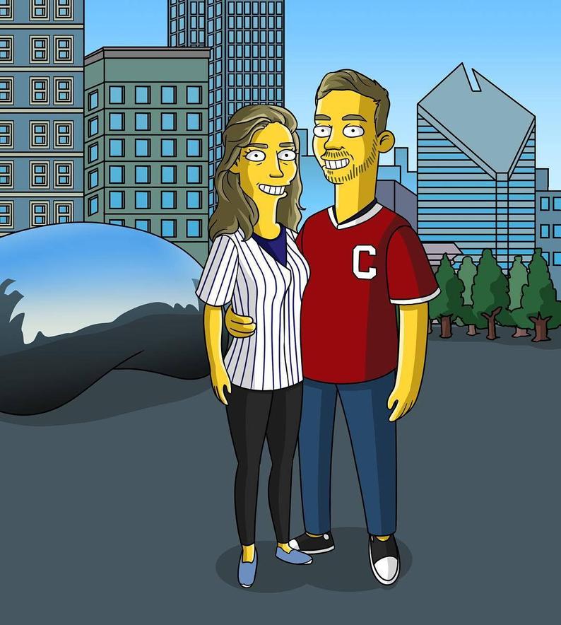 Simpsons Custom character, Simpsons Portrait, Cartoon Portrait, Couple portrait - Turned Yellow Simp