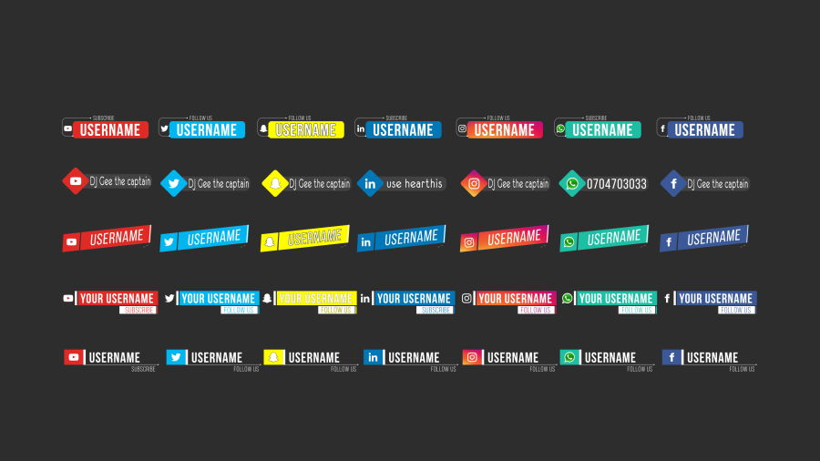 I Will Create 7 Professional Looking Animated Social Media Lower Thirds.