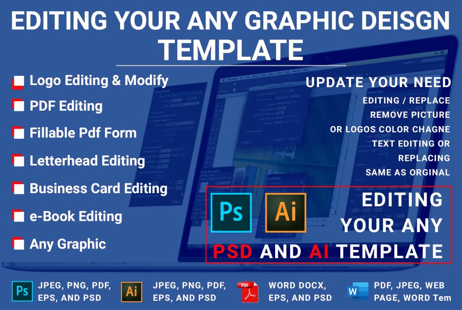 I will edit/replace your document or any graphic design template professionally