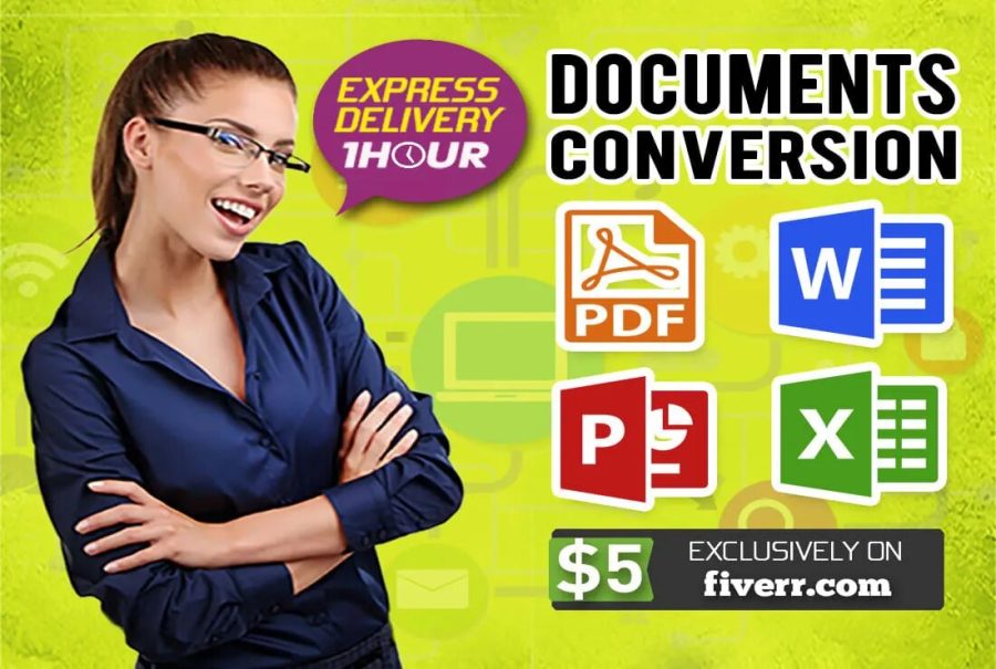 I will convert, pdf to word file, word to pdf file, jpg to png file