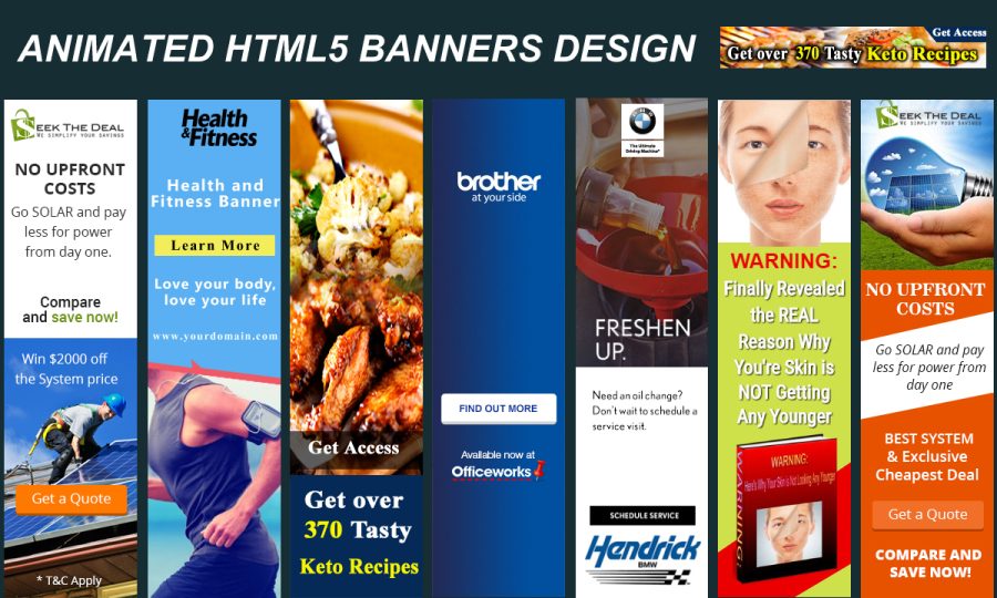 Design And Create 3 Animated HTML5 Banners For Google Remarketing