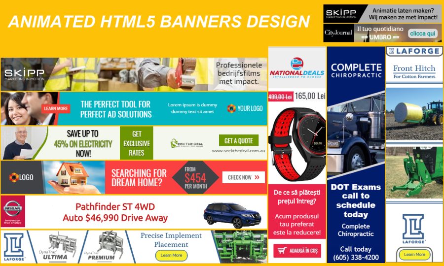Design And Create 3 Animated HTML5 Banners For Google Remarketing