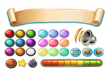 design gaming assets,  pin buttons scenario and background design gaming assets,  pin buttons scena