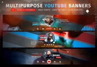 design your YouTube,  facebook,  instagram banner or cover